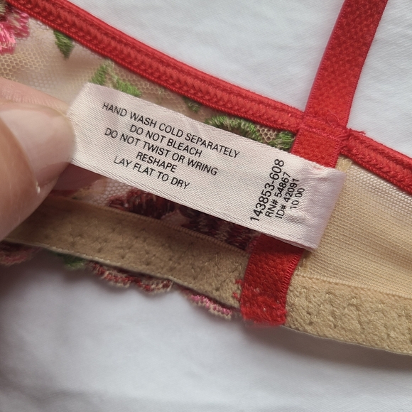 Victoria's Secret Rare Vintage Y2K Bra Size 36B Embroidered Mesh Front Close Bow - Picture 10 of 13